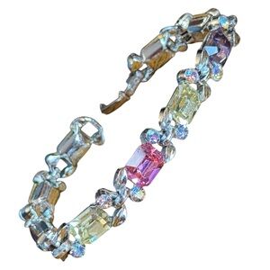 Vintage Colorful Crystal Weiss silver fancy 1950s Bracelet